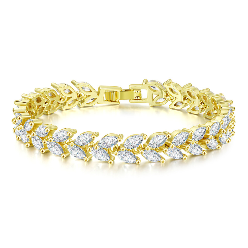 Pulseira rígida marquise para mulher, elegante joia em zircónia_voghion.com