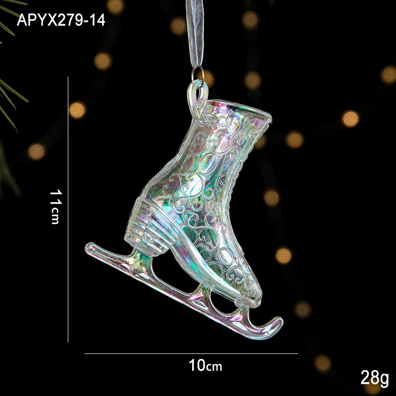 国境を越えた新しいクリスマス装飾品クリスマスツリー装飾アクリル飾り七彩透明氷晶ペンダント|undefined