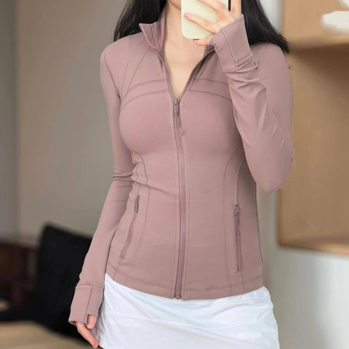 C6 IuIu Define New Version Stand Collar Yoga Nylon Double-Sided Brushed Jacket Zipper Sports Top Women Da_voghion.com