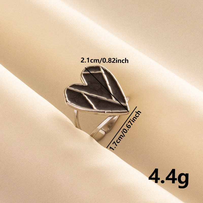 304 Stainless Steel French Retro Love Oil Dropping Opening Ring Women's Niche Design Sense Ring Jewelry in stock