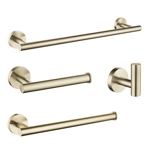 Shengrijia 304 stainless steel brushed gold towel rack bathroom accessories five-piece set toilet paper holder hardware pendant