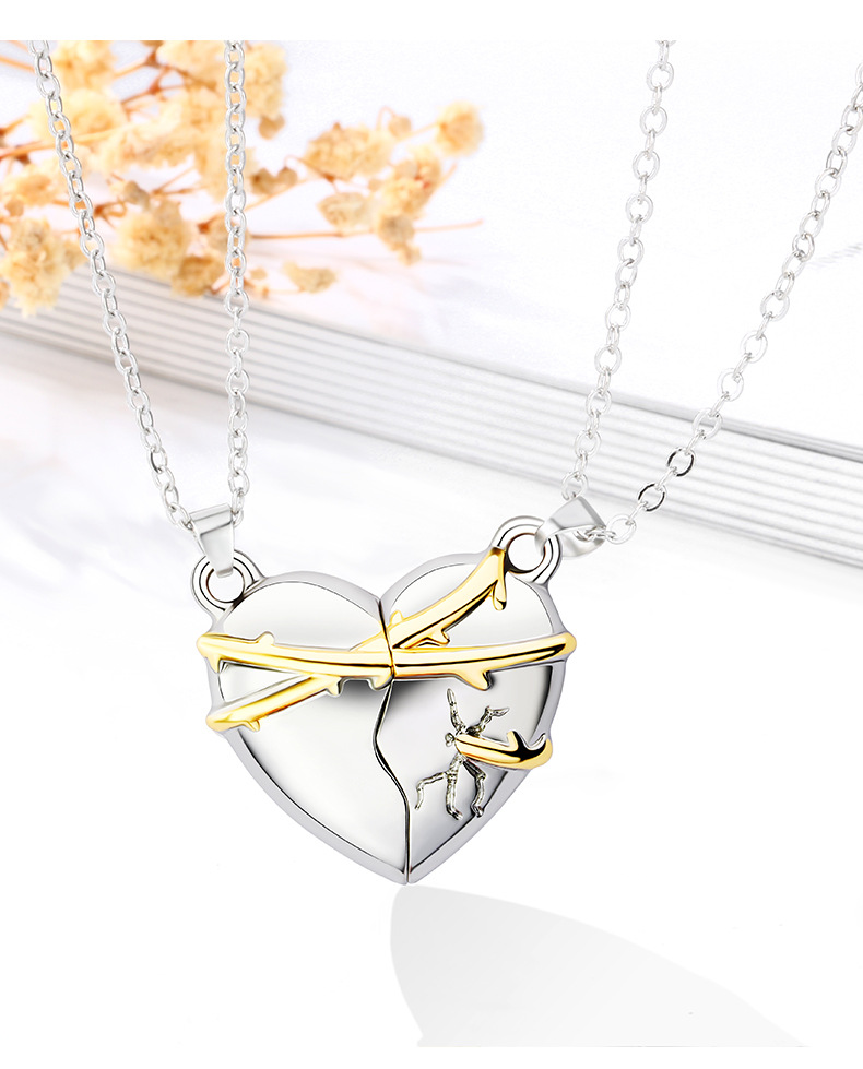 Elegant Simple Style Streetwear Heart Shape Alloy Plating Valentine's Day Couple Pendant Necklace display picture 2