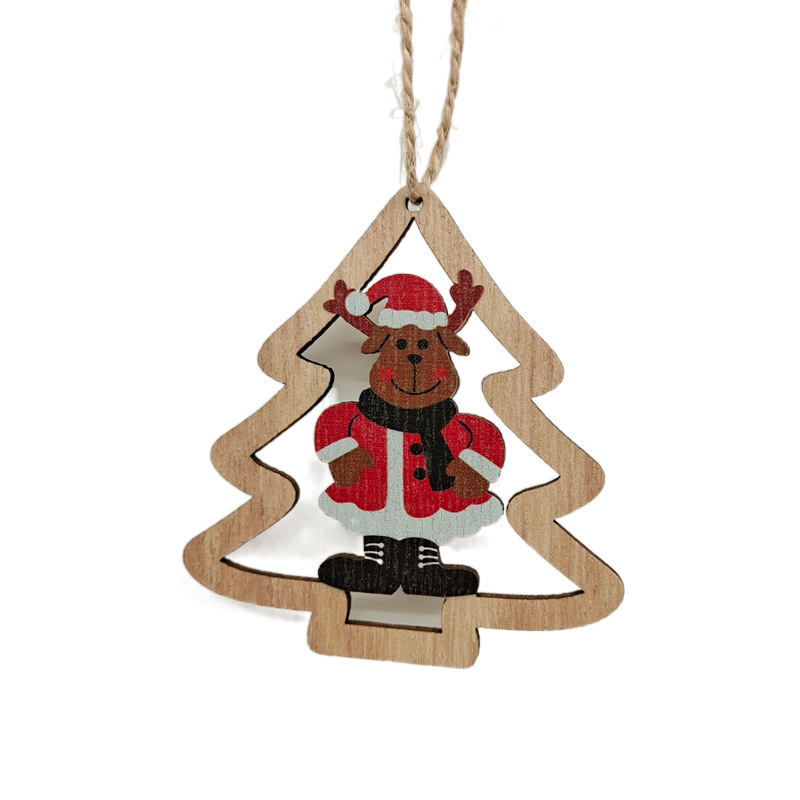 Navidad decoraciones creativas artesanías de madera adornos DIY árbol de Navidad decoración del hogar suministros escena diseño en stock