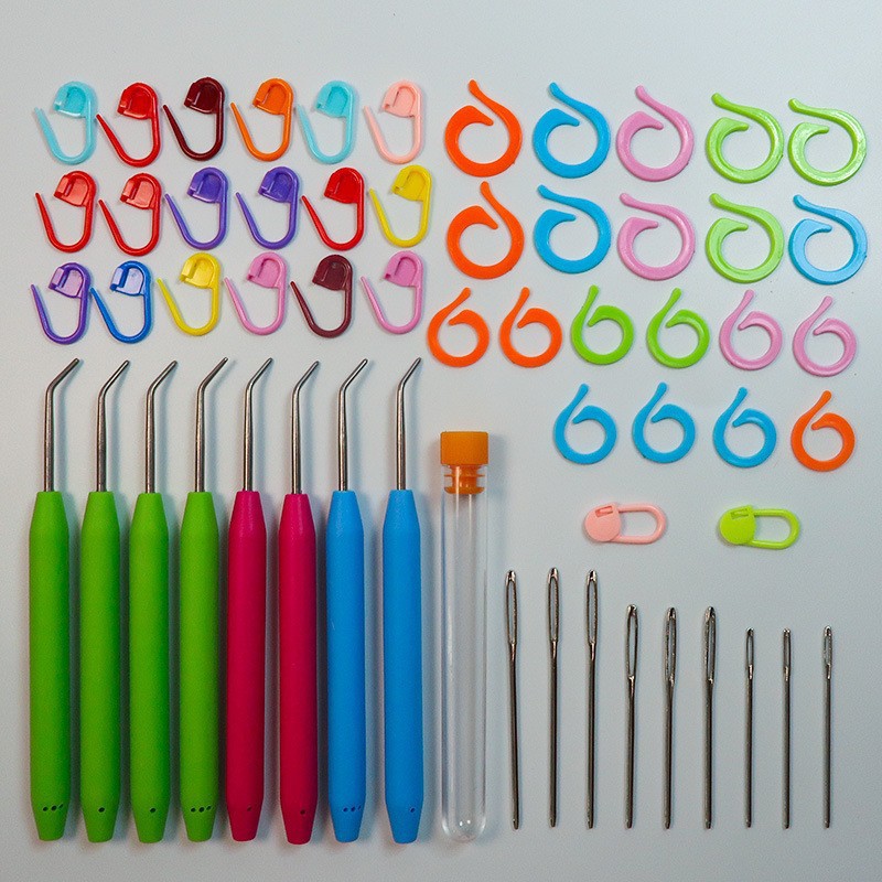 Transfronterizo 10 cuadrículas 120 piezas de plástico en caja pequeños alfileres, marcas, hebillas, suéteres, herramientas de tejido, materiales de bricolaje