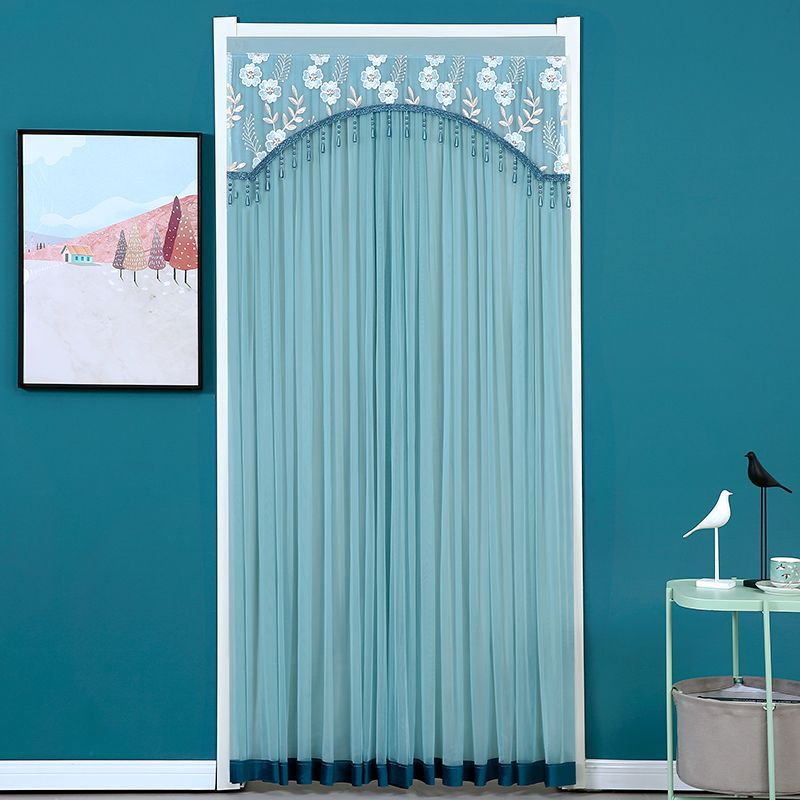 Household Summer Anti-mosquito Gauze Curtain Velcro Non-perforated Lace Door Curtain Bedroom Kitchen Partition Decorative Hanging Curtain