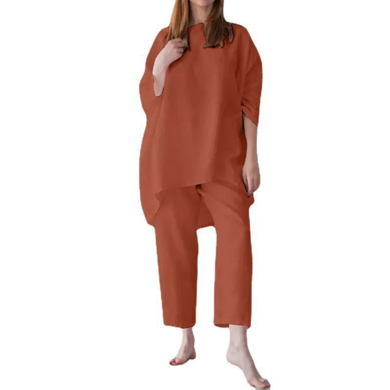Women's Trendy Solid Color Matching Set Loose Oversized Style Casual Fashion Two‑Piece Outfits_ecoleips.com