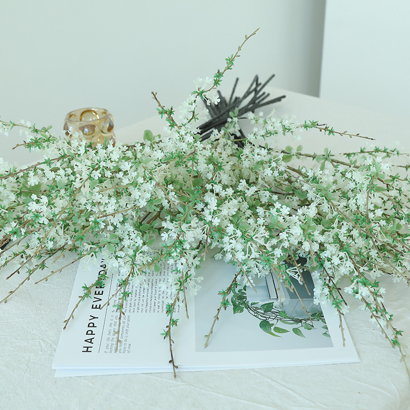 仿真绿植高档花雪柳枝假花仿真花摆设轻奢高端客厅餐桌高级仿生花|undefined