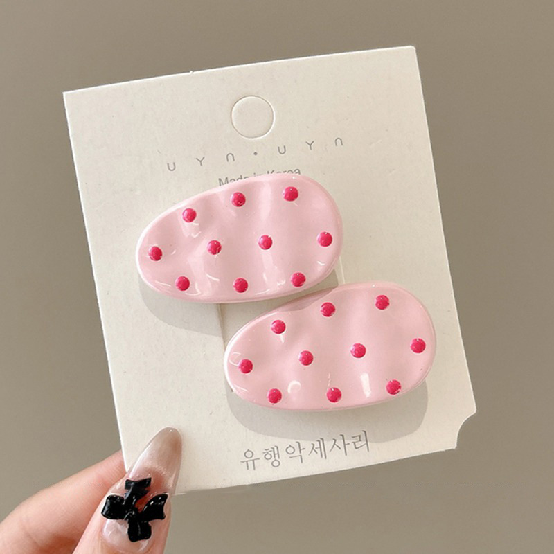 Punto de onda rosa oval clip de cabello para mujeres lindas clip lateral dulce chica pecado clip de cabello de boca de pato clip de cabello tocado