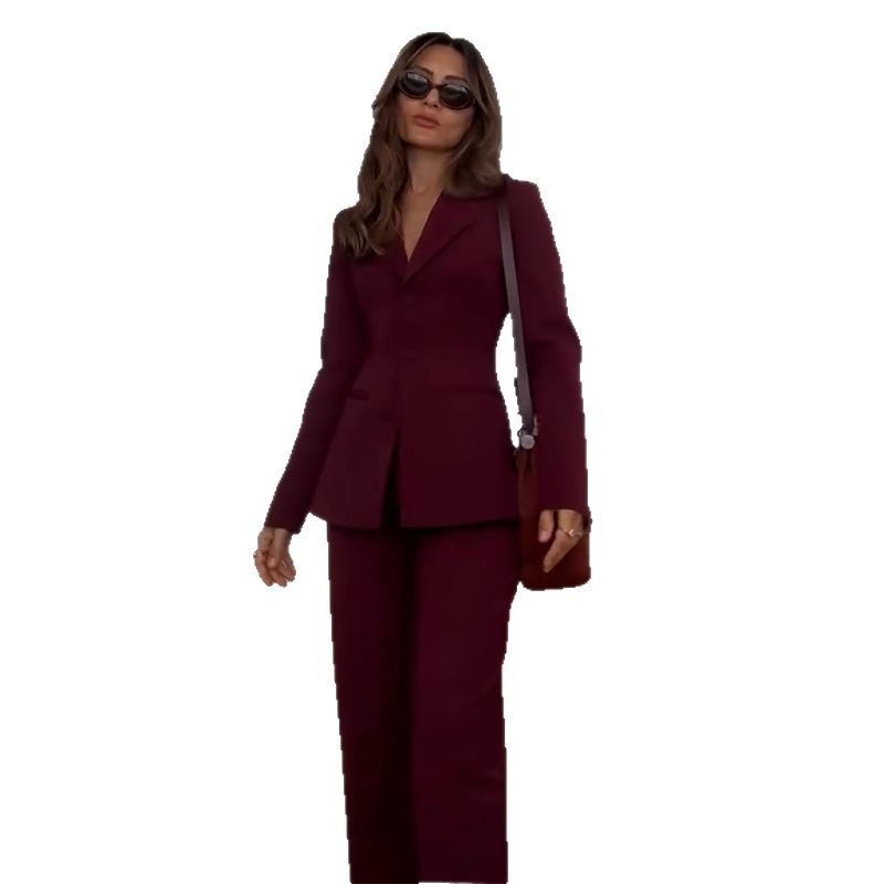 2025 New European And American Cross-Border Foreign Trade Women's V-Neck Slim Wais Fashion Buon Long Sleeve_ecoleips.com