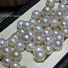 天然淡水珍珠无核裸珠8-9mm近圆微微瑕强光可diy饰品无孔散珠诸暨