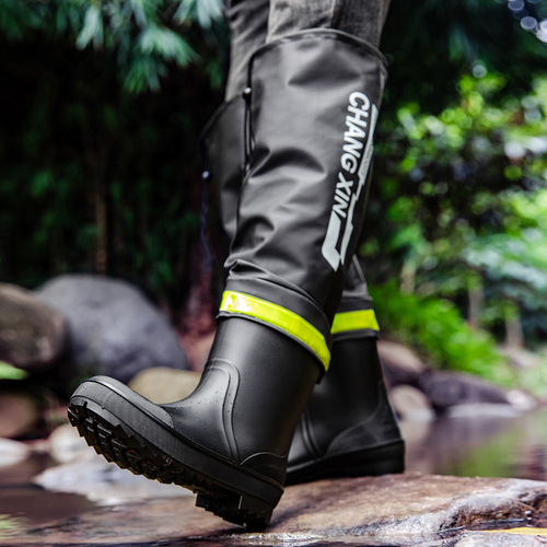 High-tube rain boots, above the knee, long water shoes, half-waist water pants, fishing boots, reservoir waterproof pants, rain boots, non-slip