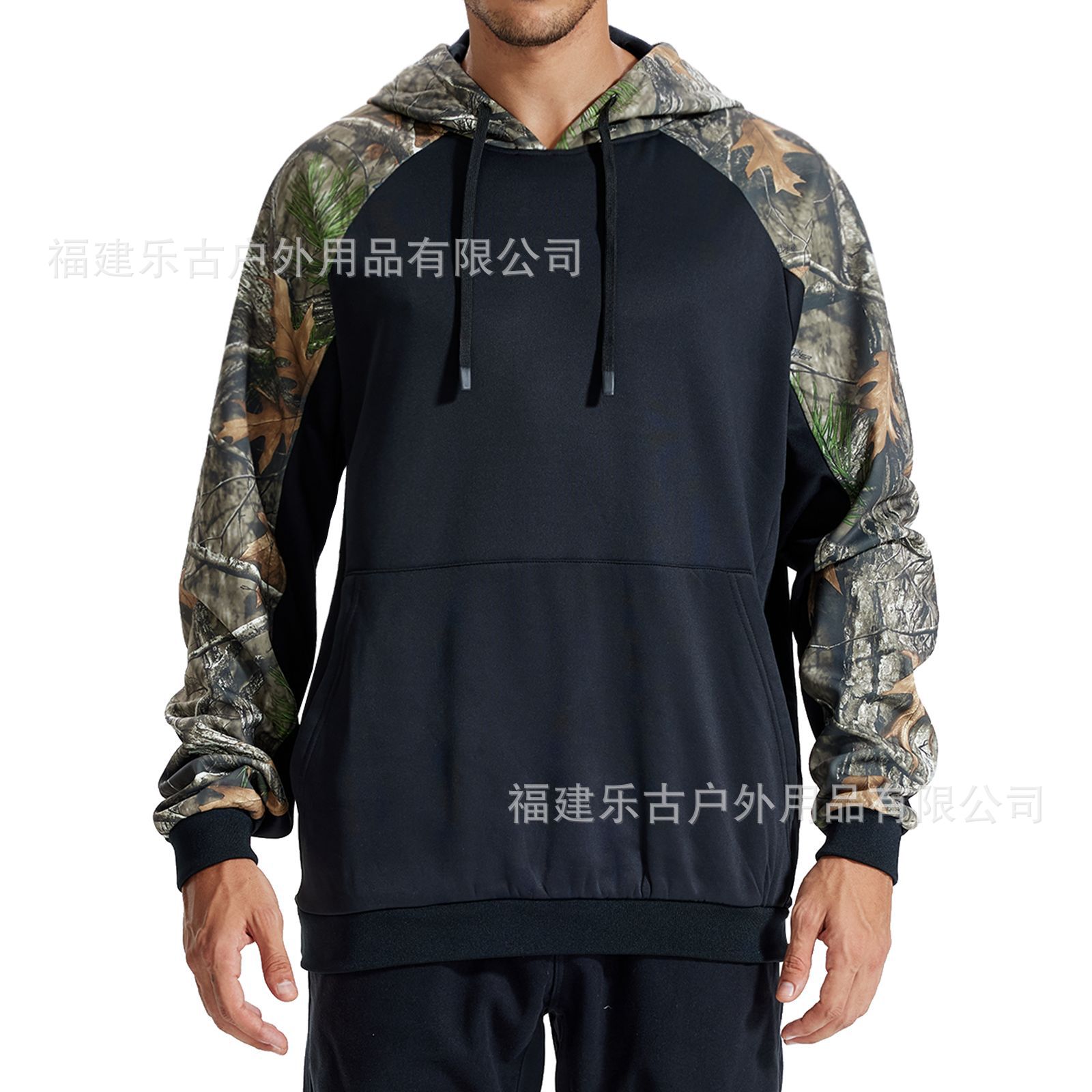 Hunting Camouflage Color-Block Fleece Sweatshirt Autumn and Winter Men's Casual Warm New Hoodie Pullover D61