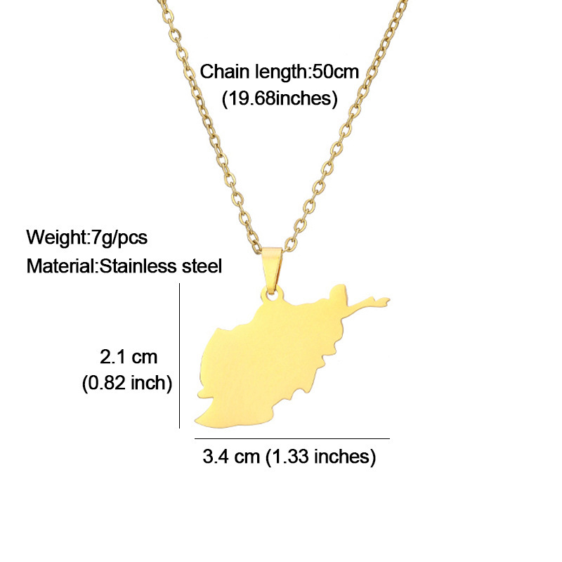 Edelstahl Afghanistan Karte Halskette Paar Stil Ethno-Stil beliebte Persönlichkeit Öltropfen Titan Stahl Zubehör_voghion.com