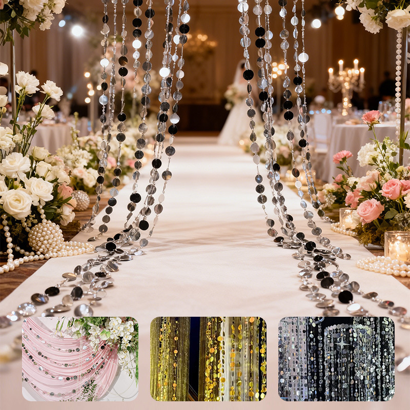 Cross-Border Round Sequin Beaded Curtains for Holiday Parties and Weddings, Ceiling Decorations, Round Mirror Sequin Curtains, Door Curtains