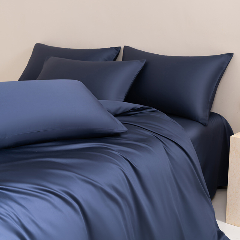 Luxury Solid Colour Four-piece Bedding Set Cotton Sateen Bed Sheet_voghion.com