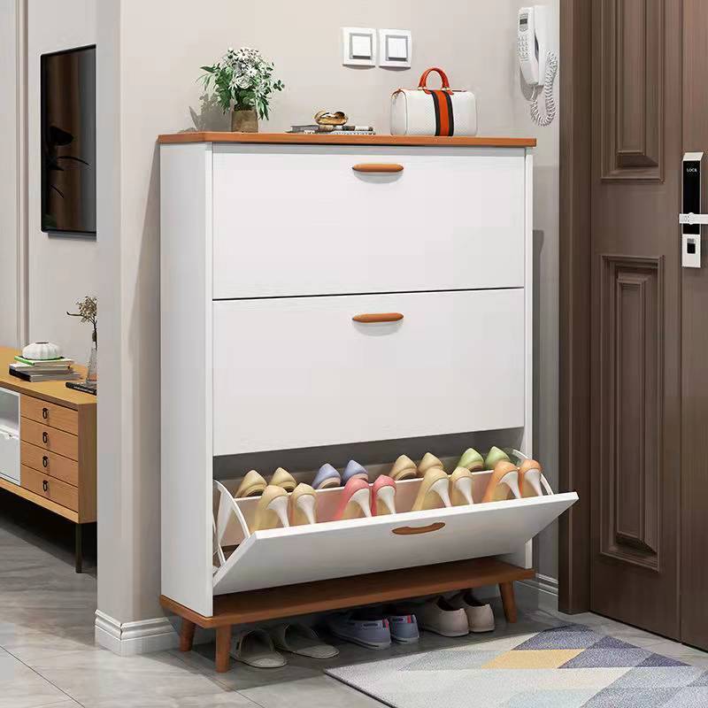 Imitation Solid Wood Shoe Cabinet for Home Entrance, Wall-Mounted Storage Cabinet, Large Capacity, Simple Multi-Layer Shoe Rack Wholesale