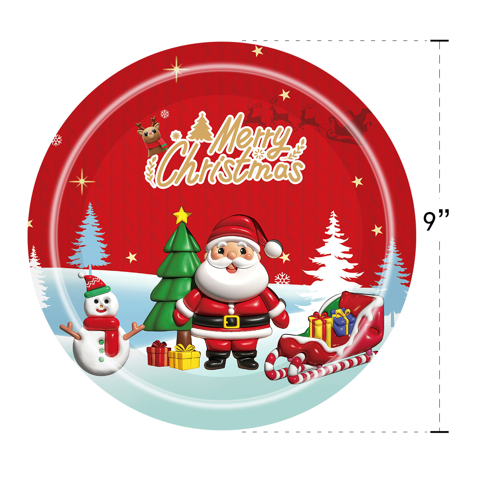 Navidad transfronteriza Santa Claus alce muñeco de nieve familia cena de Navidad fiesta suministros de fiesta plato de papel vajilla