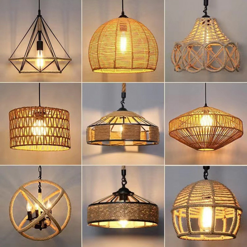 Hemp Rope Pendant Light for Guesthouses, Barbecue Restaurants, Vintage Industrial Style, Unique Creative Gazebo Restaurant Sunroom Lampshade Hemp Rope Pendant Light for Guesthouses, Barbecue Restaurants, Vintage Industrial Style, Unique Creative Gazebo Restaurant Sunroom Lampshade