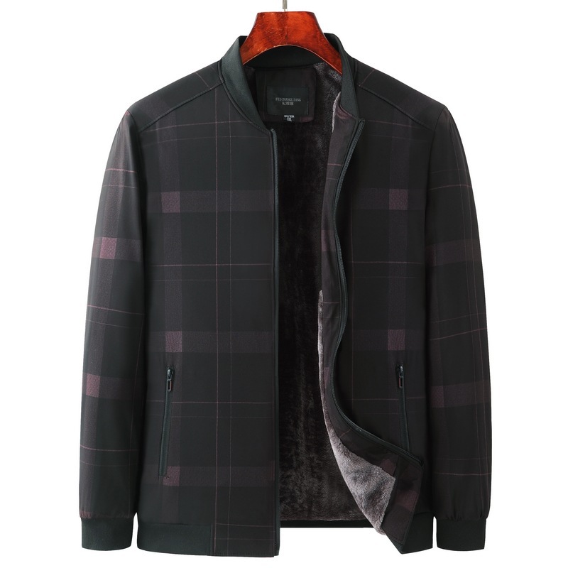 Middle-aged and elderly men's jackets, winter fleece-lined thickened coats, men's baseball collar tops, cross-border wholesale