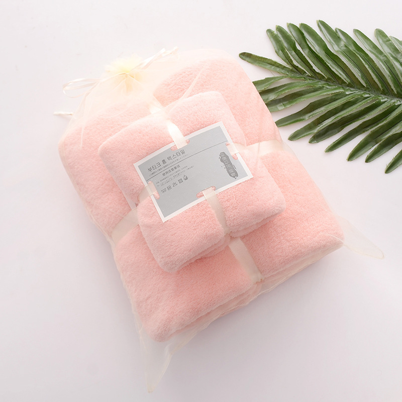 Coral fleece bath towel mother and child combination gift set Net popular Korean-style household adult female thick towel factory wholesale
