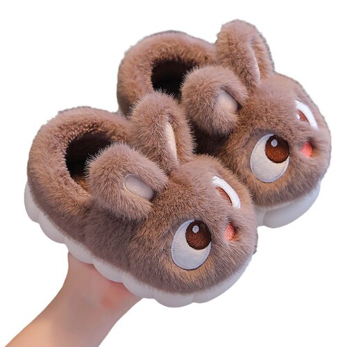 Winter New Rabbit Children's Cotton Slippers Winter Men and Women's Children's Cute Cartoon Bagged Anti-Slip Indoor Baby 