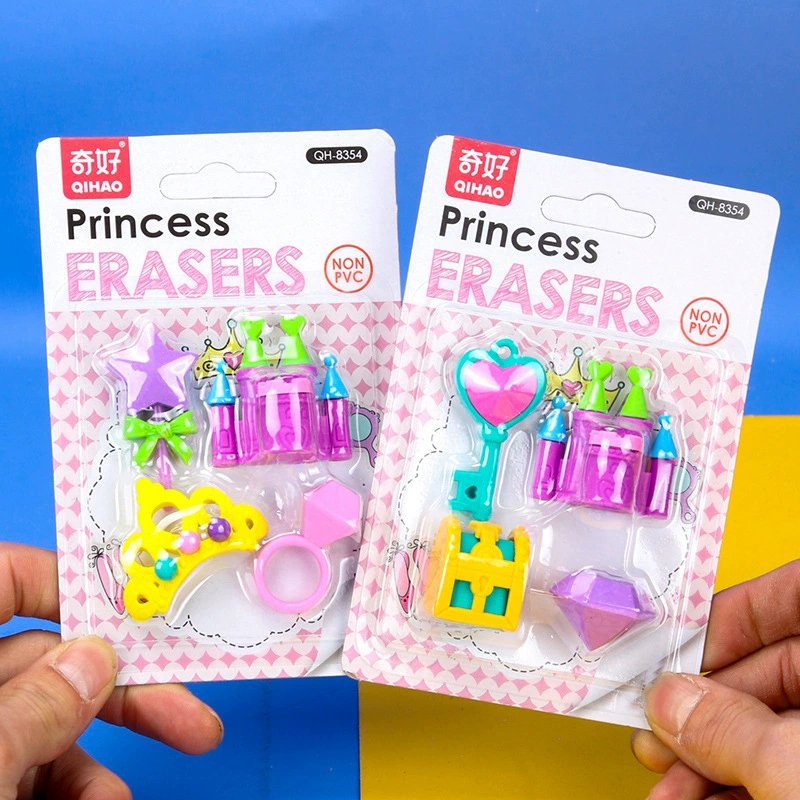 奇好 Removable eraser for princess, castle, amusing lifelike stationery for elementary school students