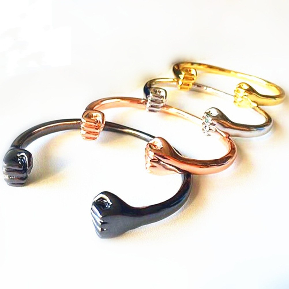 厂家直销新款热销钢钛开口手镯双拳头开口手镯新潮创意个性手环14