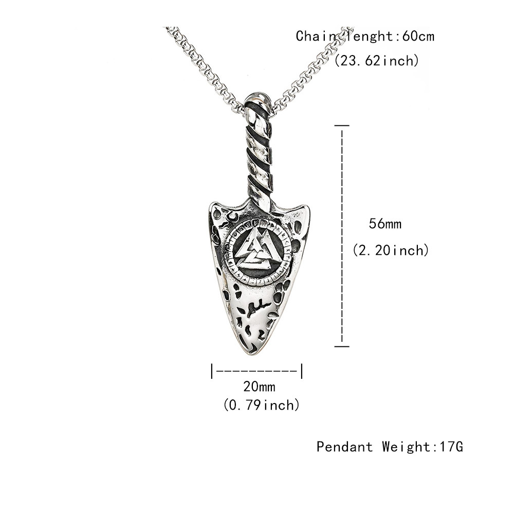 Men's Stainless Necklace Triangle Mark Viking Rune Titanium Steel Pendant Protector Nordic Jewelry_voghion.com
