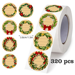 3.8 センチメートル大サイズ 320 ステッカー/ロールラウンドクリスマスクラフト紙ラベルステッカー DIY 装飾ステッカーベーキングシール