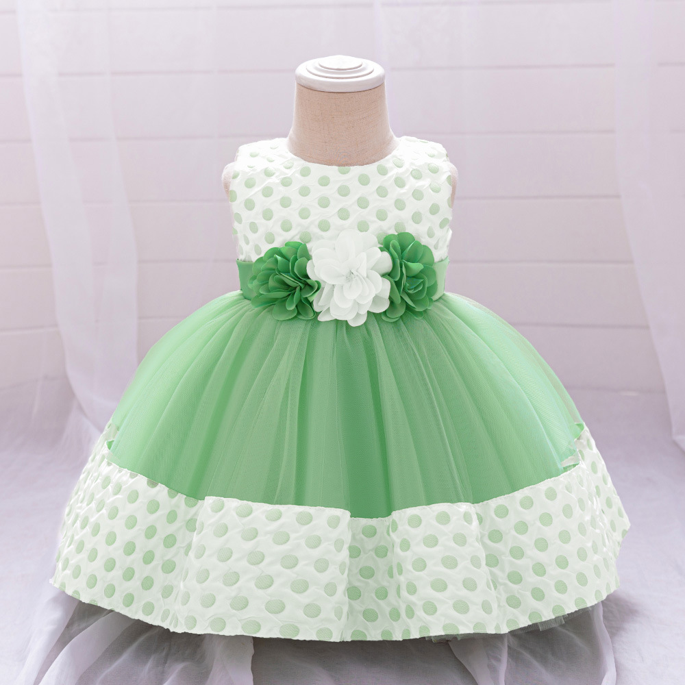 Girls' One-Year-Old Dress Prug Dress Baby Princess Dress Polka Point European and American Piano Performance Dress Summer kids dress