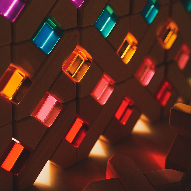 Bloques de construcción de GEMA de cristal acrílico bloque de arco iris Cubo de alta transmisión de Luz Juguetes Educativos sensoriales de jardín de infantes para niños