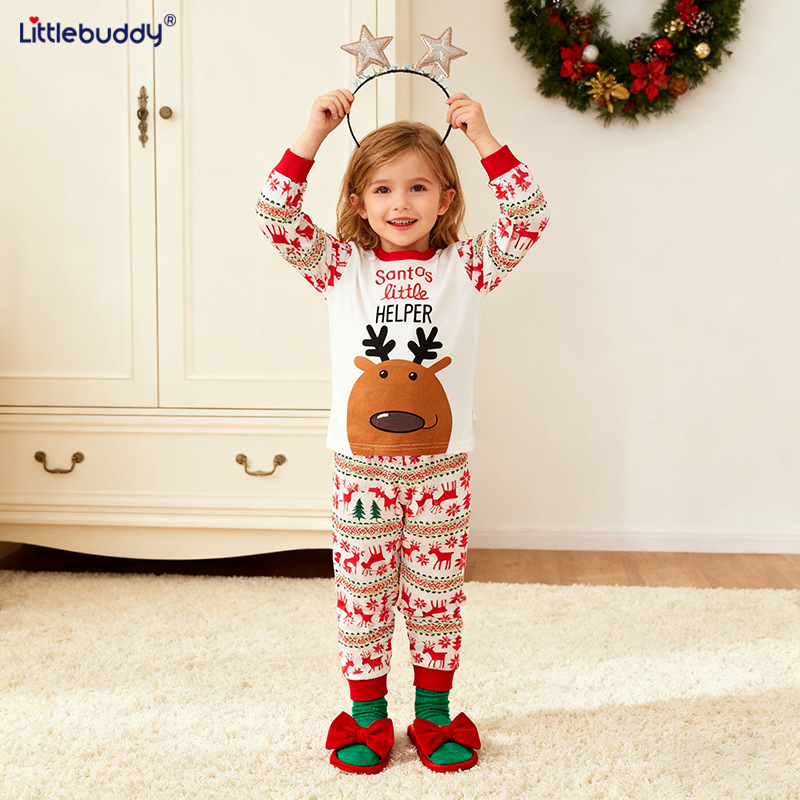 Cross-Border Exclusive Supply of New Christmas Children's Home Wear Sets, European and American Santa Claus Children's Pajamas, Cotton Children's Clothing