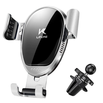 Car phone holder – Locking Car Navigation Holder - air-outlet-mirror-style-one-word-clip-silver-automatic-clamping