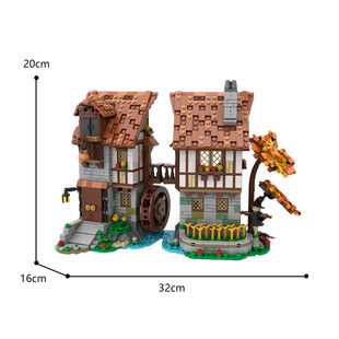 C9161 Medieval Waterwheel Modular Building Model 1235 Kit Parts