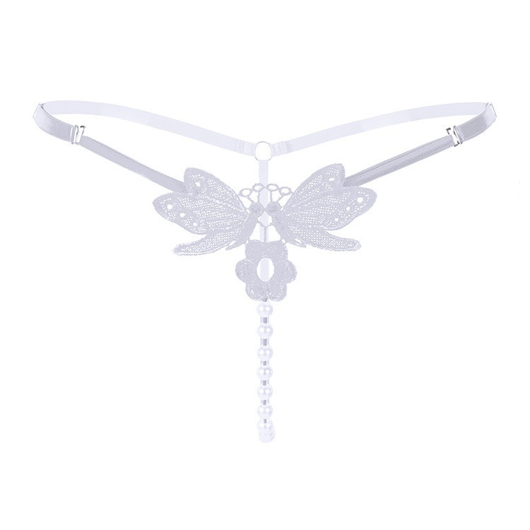 Women’s Embroidered Pearl G-String Low Waist Adjustable T-Back Underwear — detail image 4