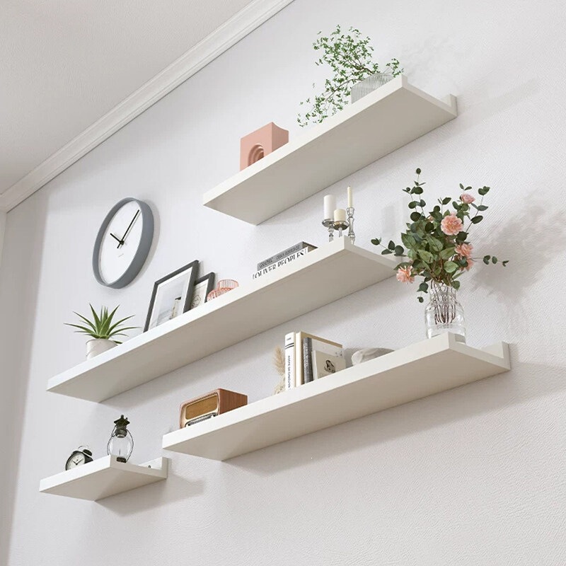 Solid Wood Wall-Mounted Shelf, Wall Partition, Wall Hanging Shelf, Living Room Tv Wall Decoration, Straight Wooden Board