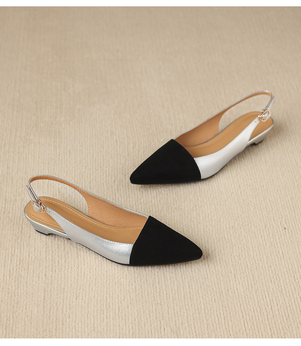 Sandal nữ gót thấp 2,5 cm mũi kín quai hậu phong cách tiểu hương — đen chi tiết 25