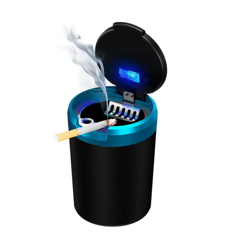 温州厂家 双孔灭烟精致自动弹盖LED带灯车载烟灰缸 汽车用品批发