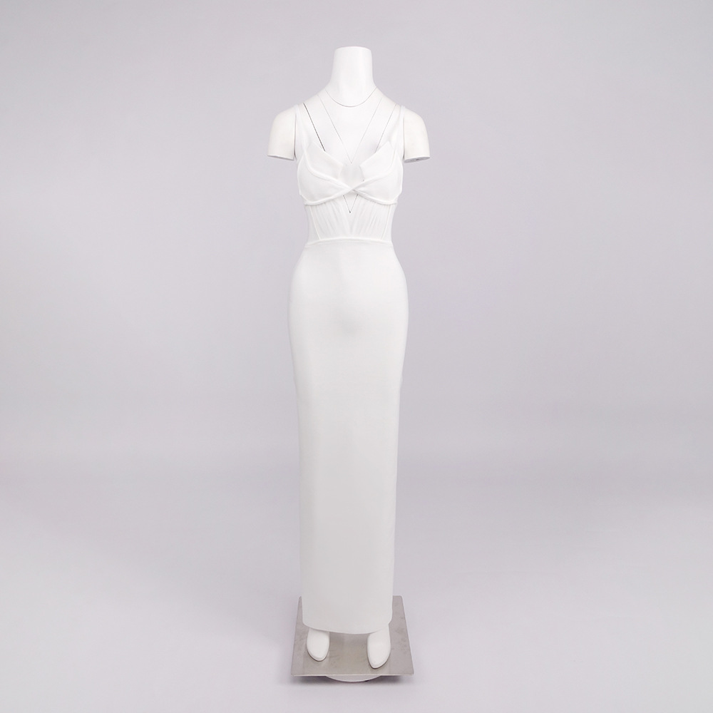 Women's Clothing Black Knitted Bandage Dress For Women Cross Strap Slim Fit Suitable For Commute Dates And Banquets_ecoleips.com