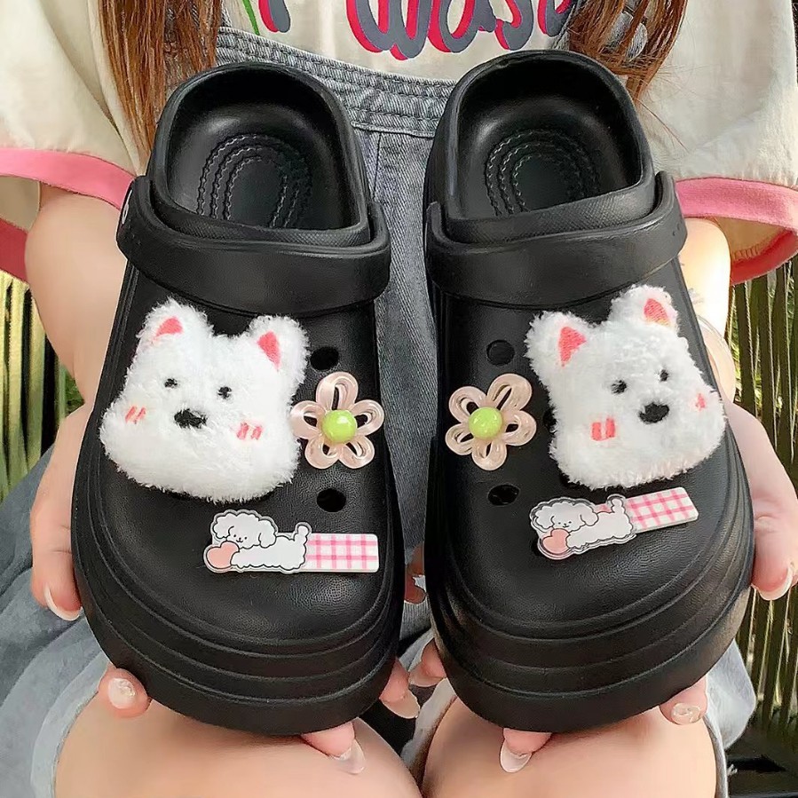 New Eva Clogs for Women, Thick-Soled, Height-Increasing, Outdoor Wear, Comfortable Slippers with a Cute Cartoon Closed-Toe Design, Wholesale