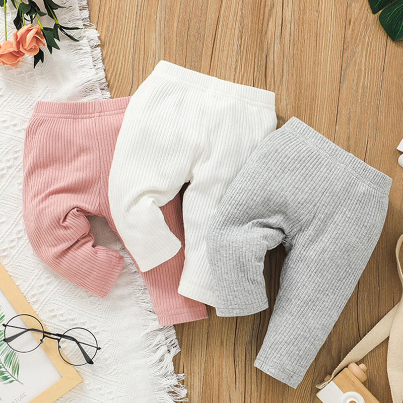 Baby Fashion Hang Striped Leggings Multi-piece Set Casual Baby Pure Color Pants Three-piece Set display picture 2