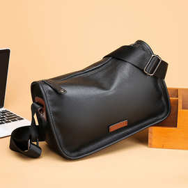 真皮男士单肩包大容量宽肩带斜挎包外贸爆款质感男士商务休闲包
