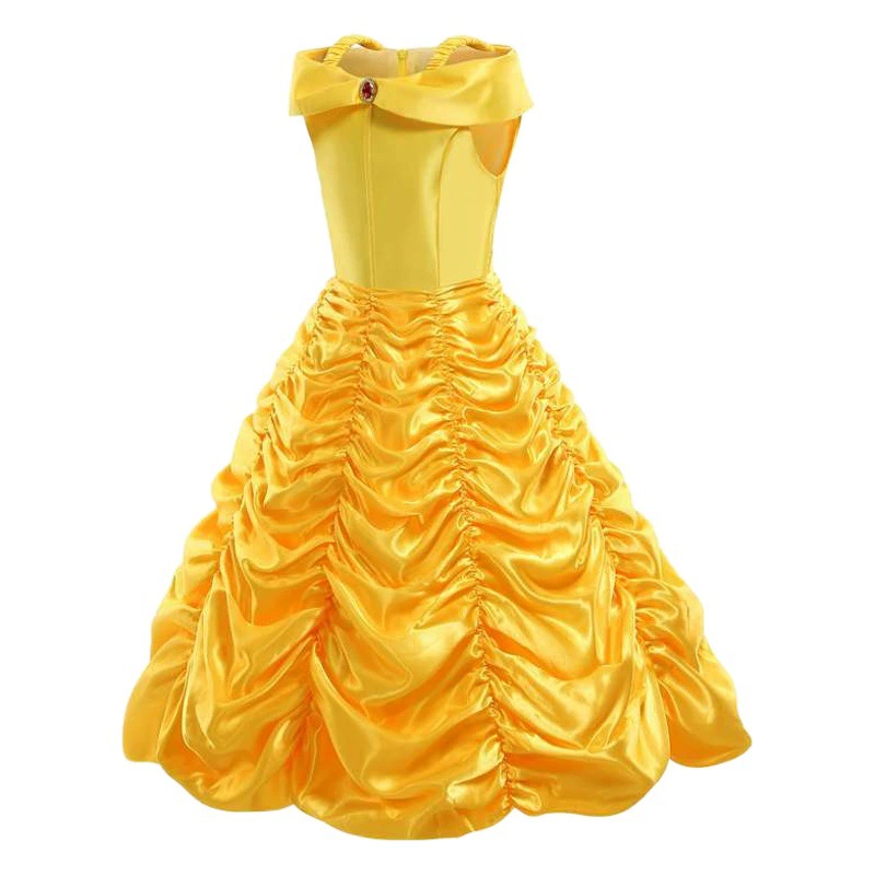 2022 Желтое платье принцессы с колокольчиком Платье Аиша Красавица и Чудовище Платье принцессы Красавица и Чудовище Платье для косплея для девочек