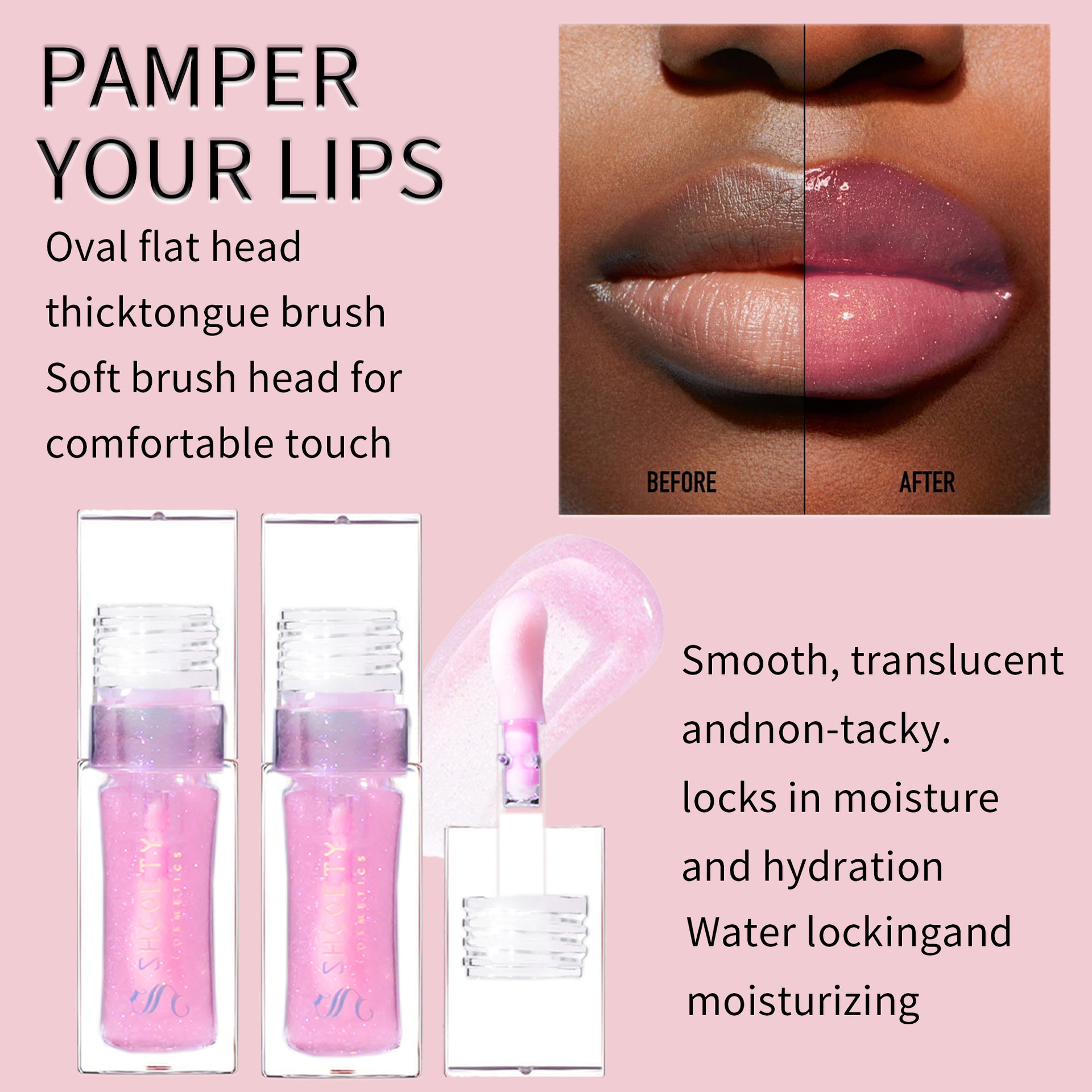 SHCOETY Cross-border Thermochromic Lip Oil Moisturizes and hydrates, easy to color, pearlescent fine shimmering color-changing lip gloss, and dudu Lip gloss Application Scenario
