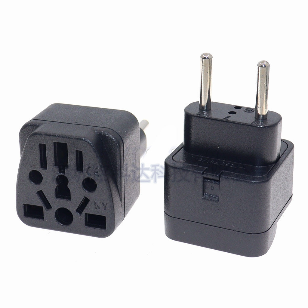 德标欧标转换插头欧规4.0两圆脚转多功能孔多用插座欧盟中东WY-9C