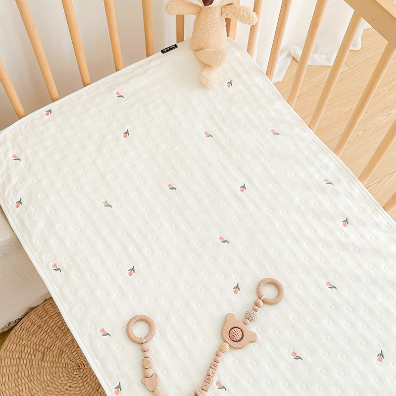 Six layers of gauze [sheets] - embroidered tulips