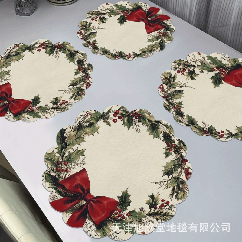跨境亚马逊圣诞节雪花餐垫桌垫家用防滑耐脏桌面溪水速干沥水杯垫|undefined