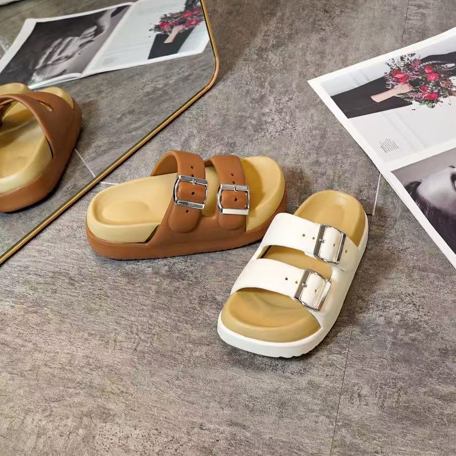 New Women's Summer Sandals For Outdoor Wear, Hong Kong Style Thick-Soled Height-Increasing Slide Sandals, Non-Slip_vogvips.com
