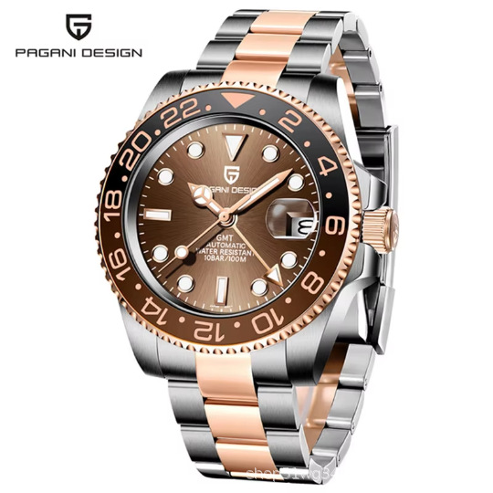 PAGANI bojiani moda reloj mecánico automático para hombre GMT reloj de dos horas calendario luminoso reloj 1662
