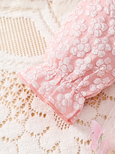 2 pieces Girls' New Autumn Lace Edge Jacquard Texture Small